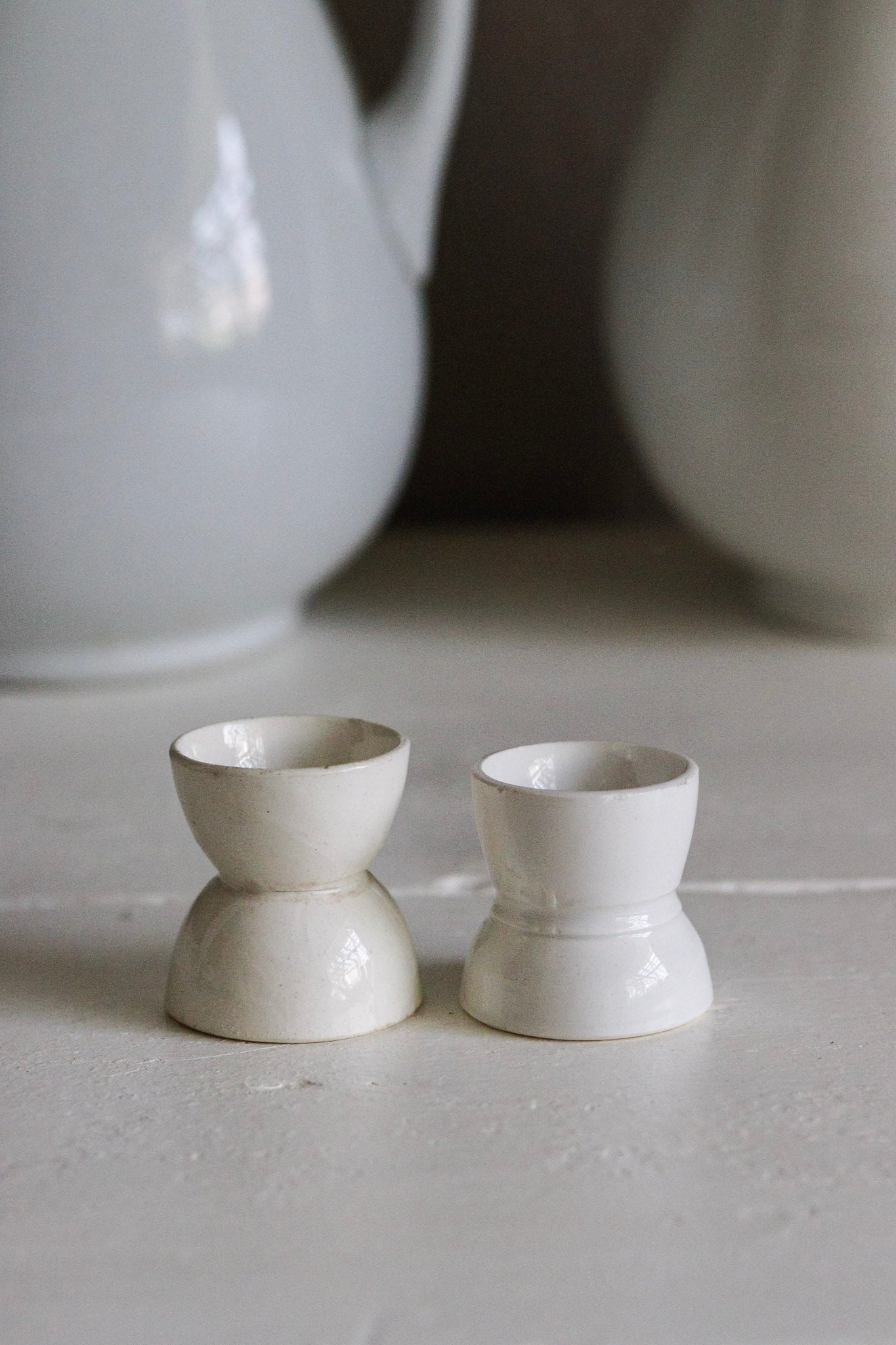 Pair of Antique French Ironstone Egg Cups No.3 - See Description