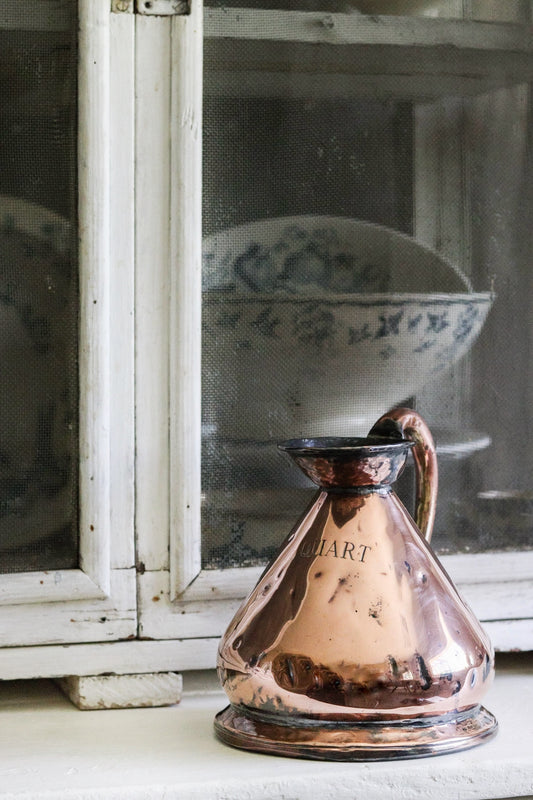 Antique English Copper Quart Measuring Jug