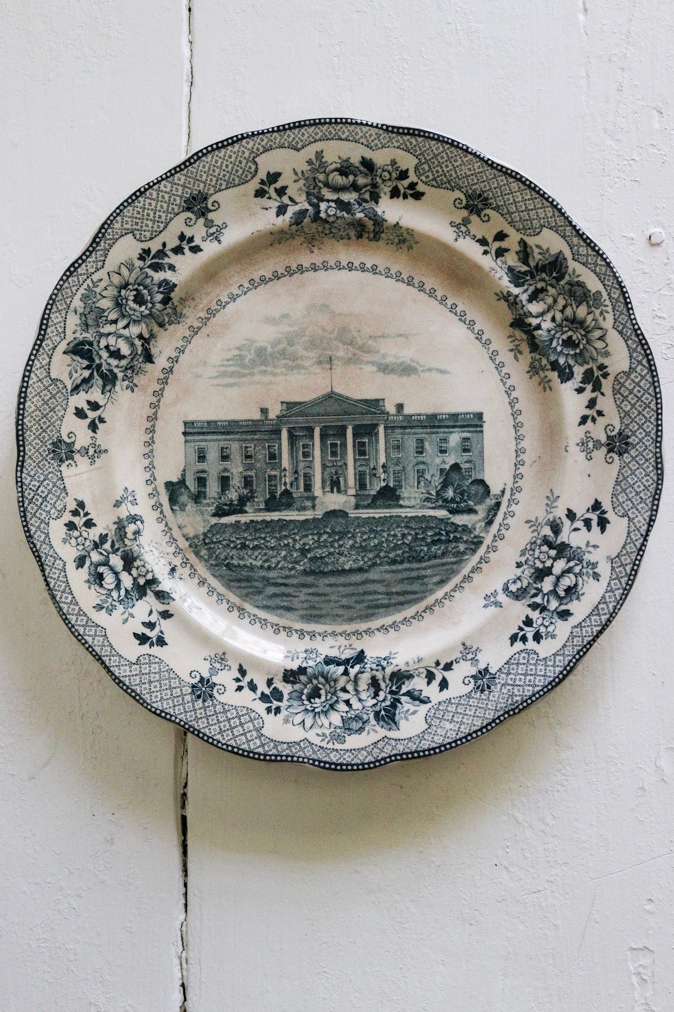 Antique Transferware Plate with The White House