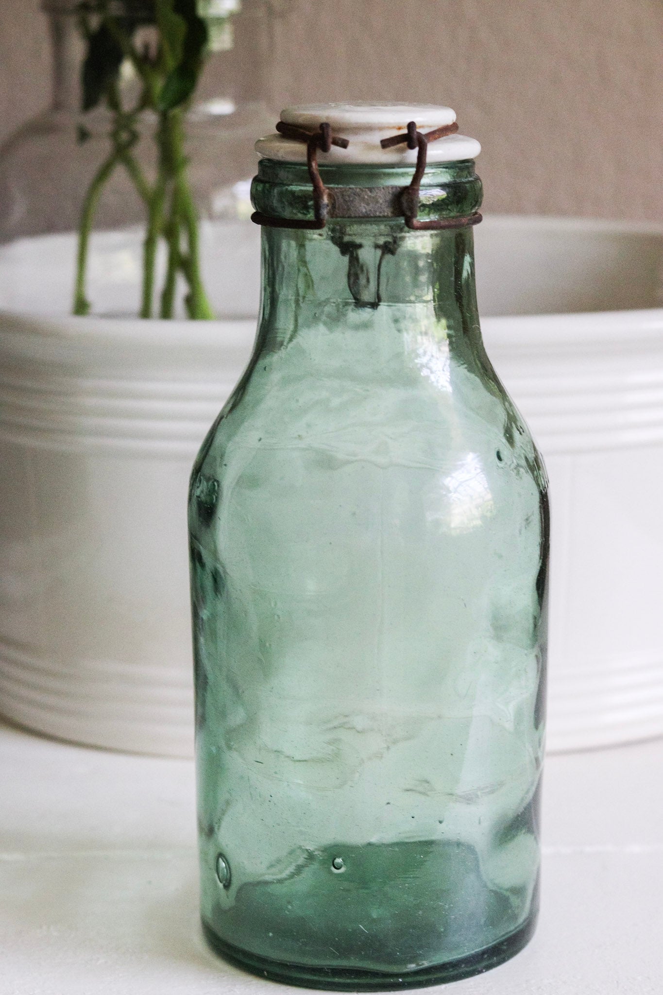 Extra Large Vintage French Canning Jar with Porcelain Top