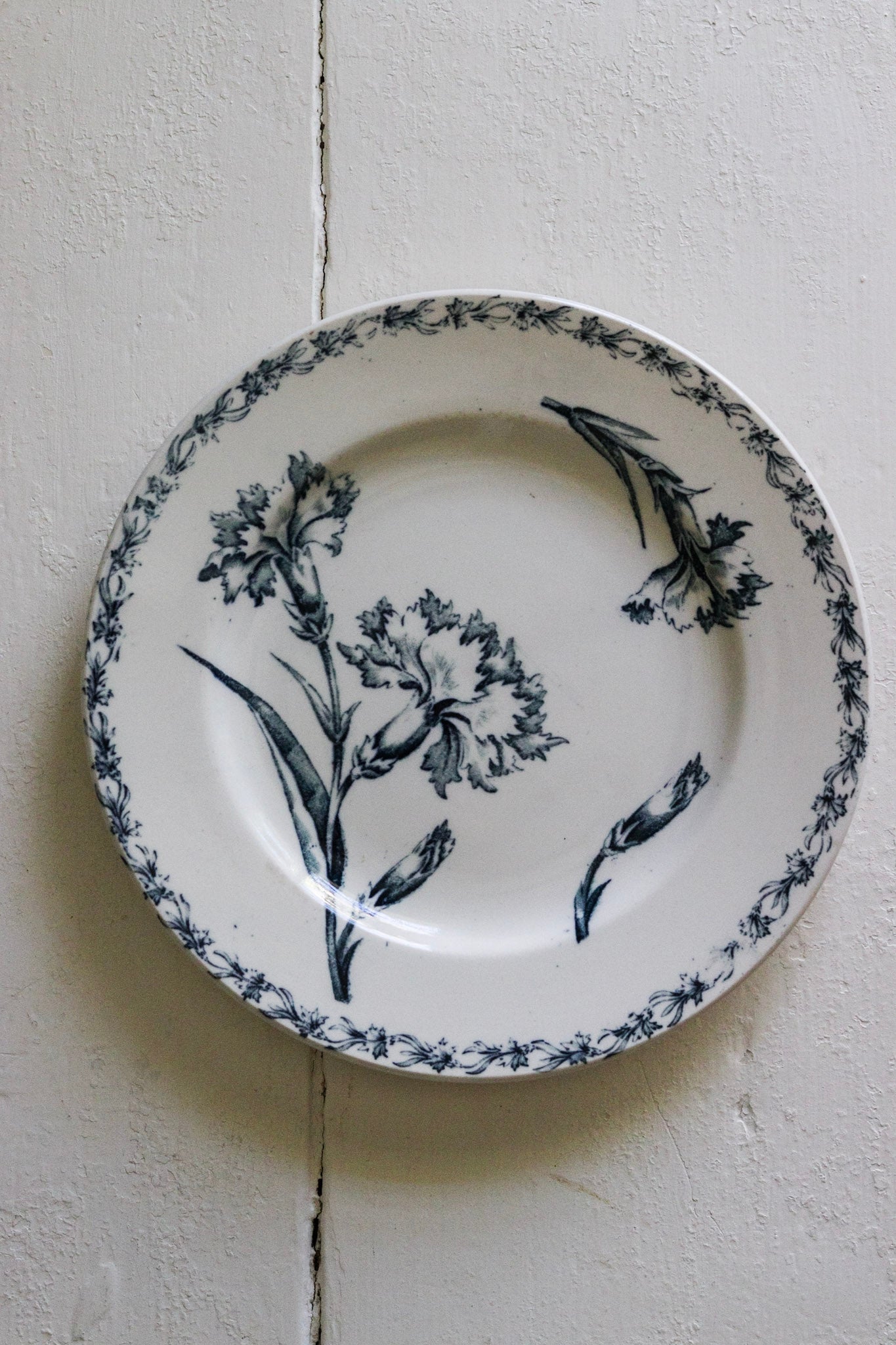 Antique French Transferware Plate with Flowers No.2