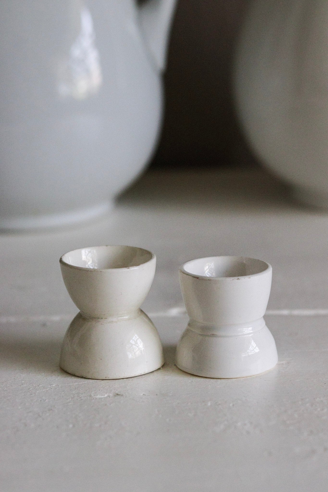 Pair of Antique French Ironstone Egg Cups No.3 - See Description