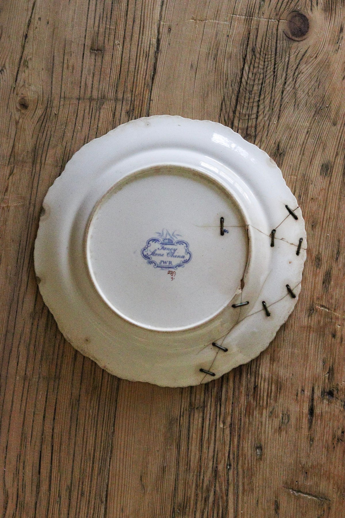 Antique English Staple Repaired Plate