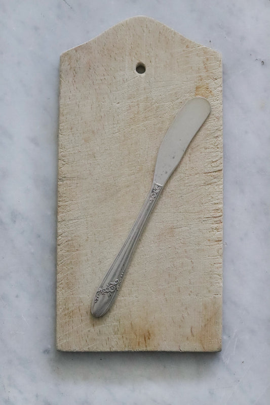 Petite Vintage French Cheese Board + Silver Plated Spreader