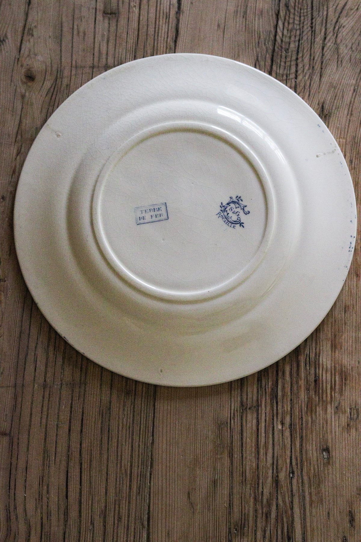 Antique French Transferware Plate with Roses
