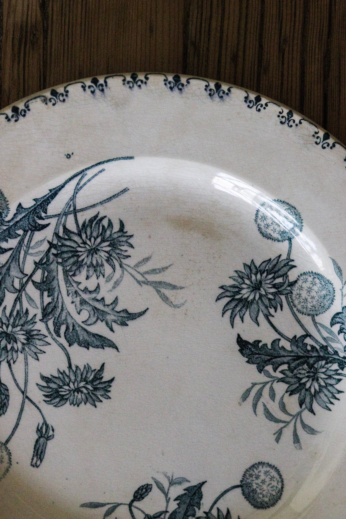 Antique French Transferware Plate with Flowers