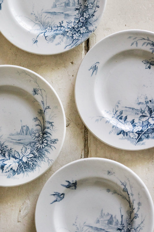 Set of Antique French Dînette Set Transferware Dinner Plates  No. 1