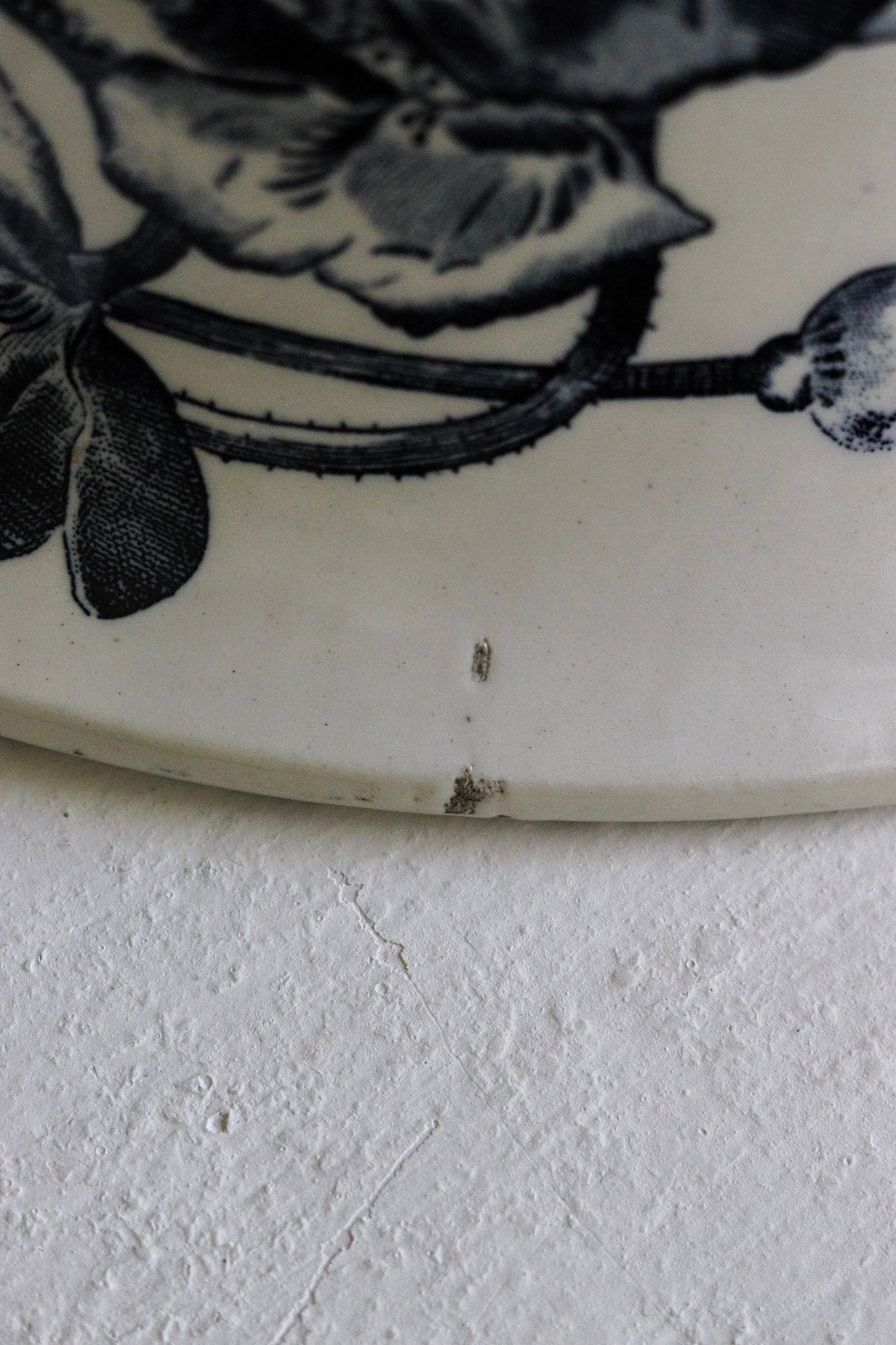 Extra Large Antique French Transferware Bowl With Birds & Flowers