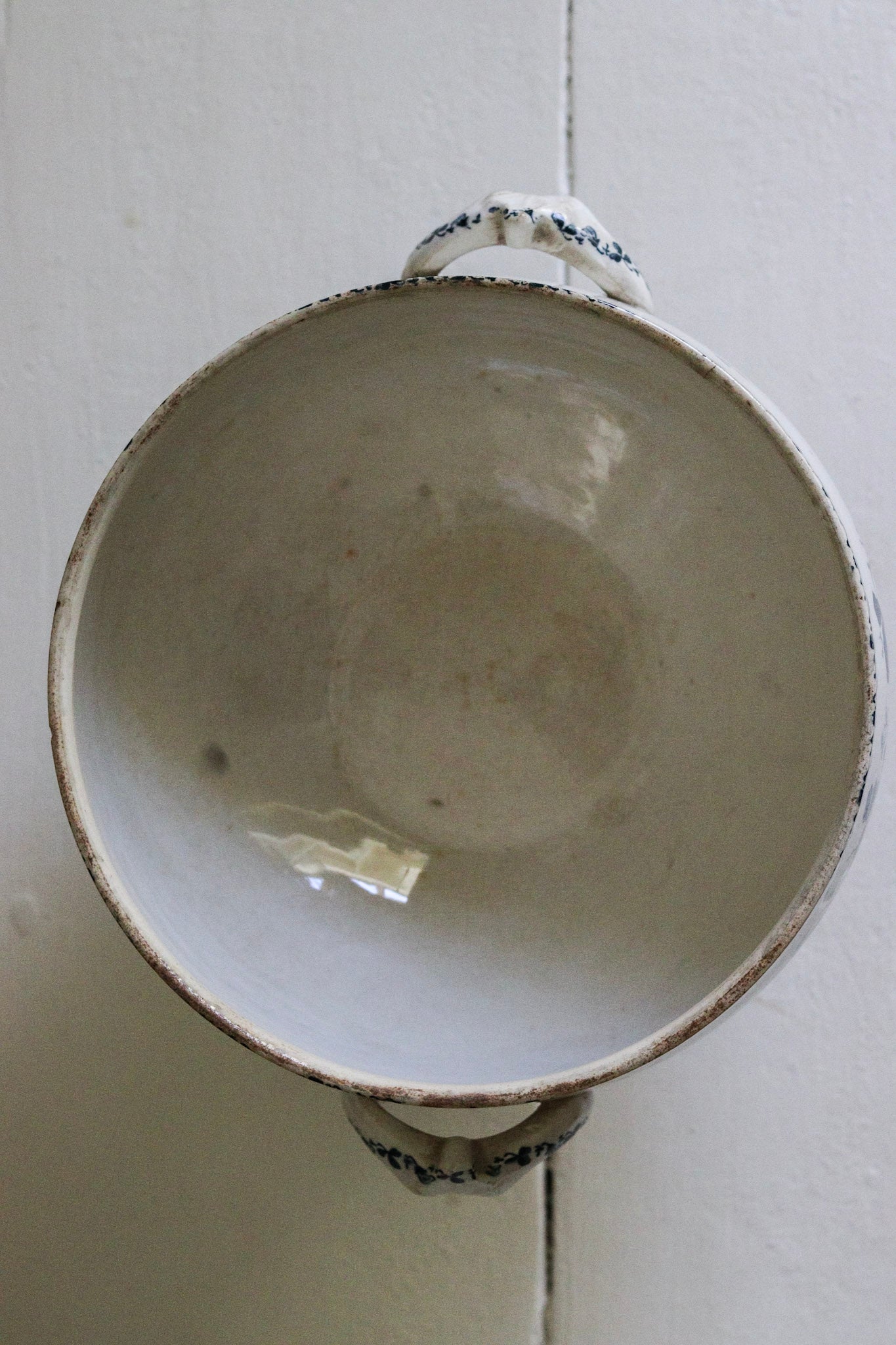 Antique French Transferware Tureen with Flowers