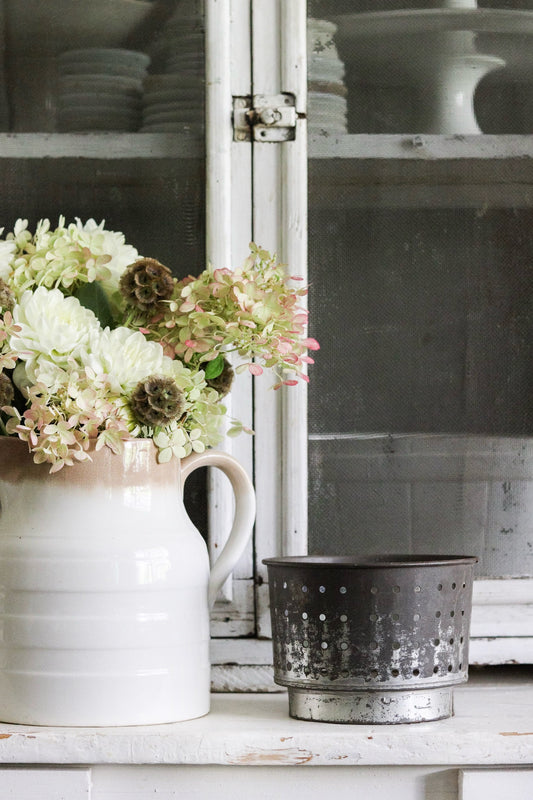 Vintage French Metal Cheese Pot