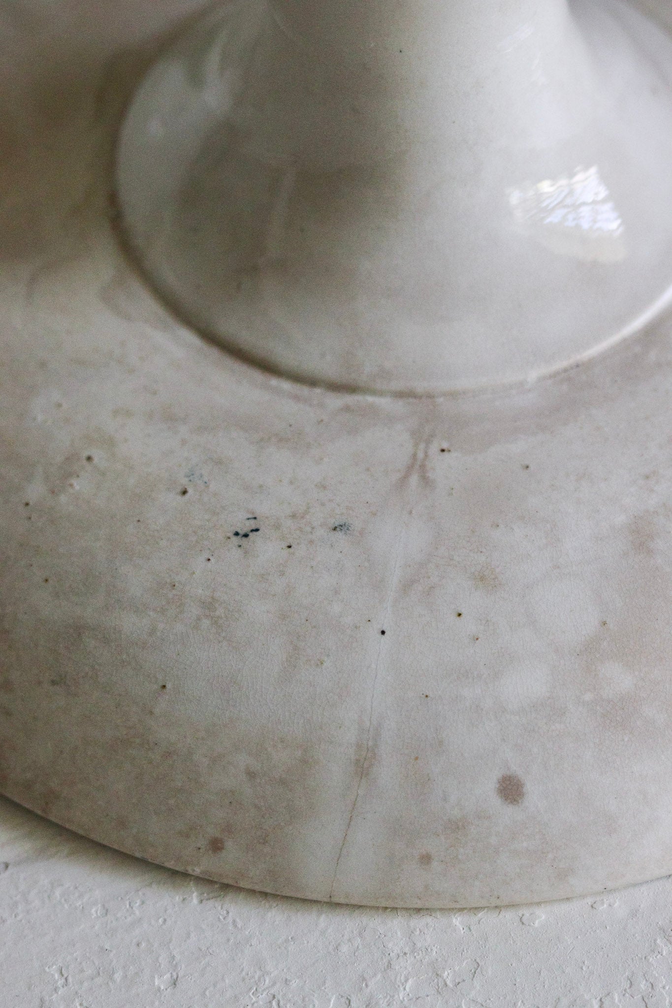 Antique French Transferware Pedestal Fruit Bowl with Ducks, Chickens and a Frog -Please Read Description