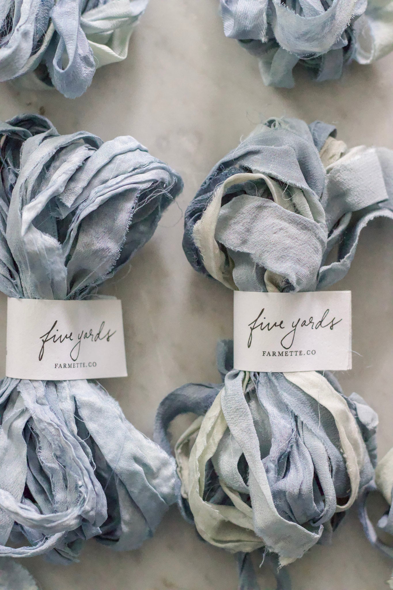 Botanically Dyed Silk Ribbon - Chambray Blue