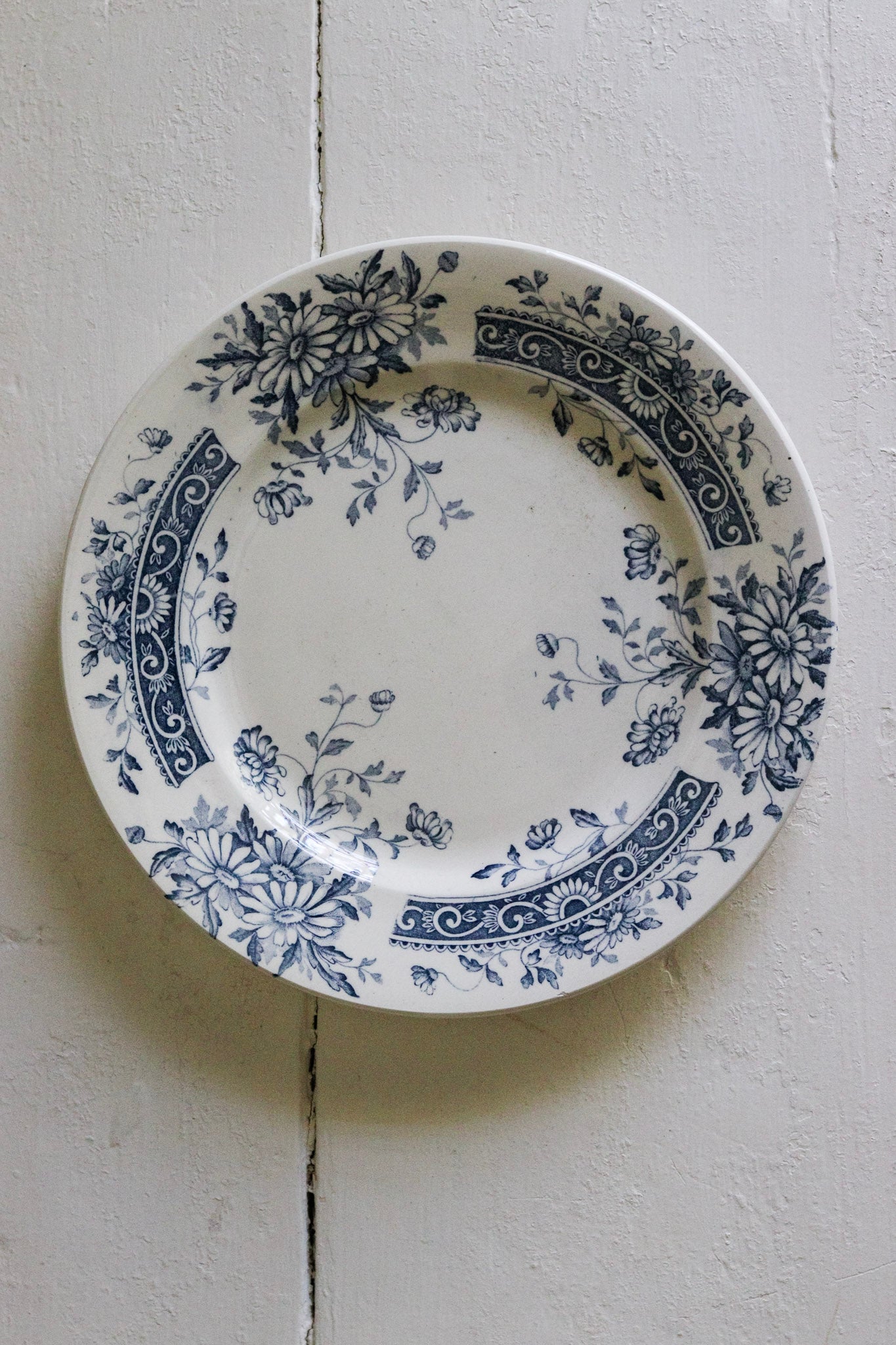 Antique French Transferware Plate with Flowers