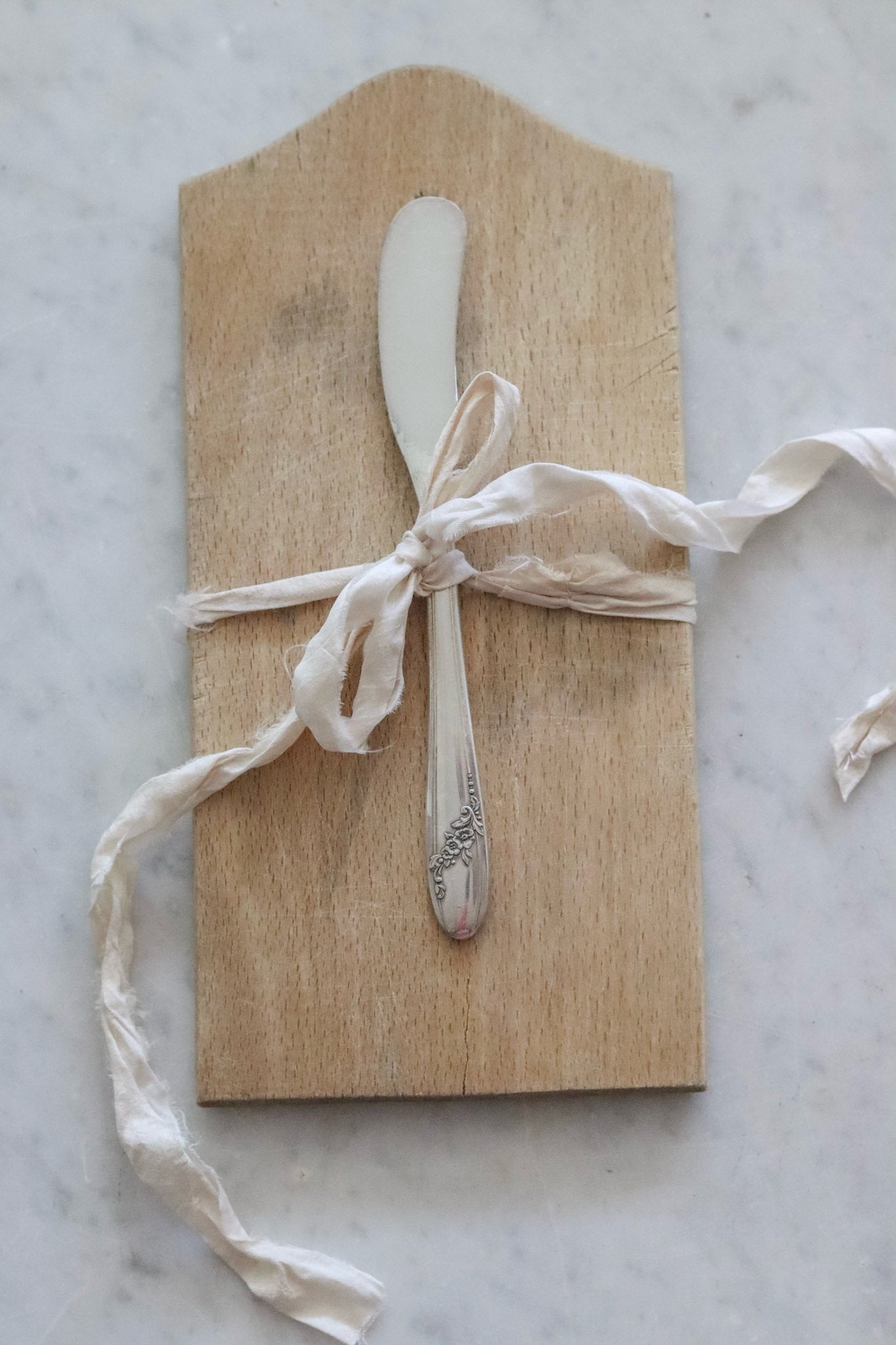 Petite Vintage French Cheese Board + Silver Plated Spreader