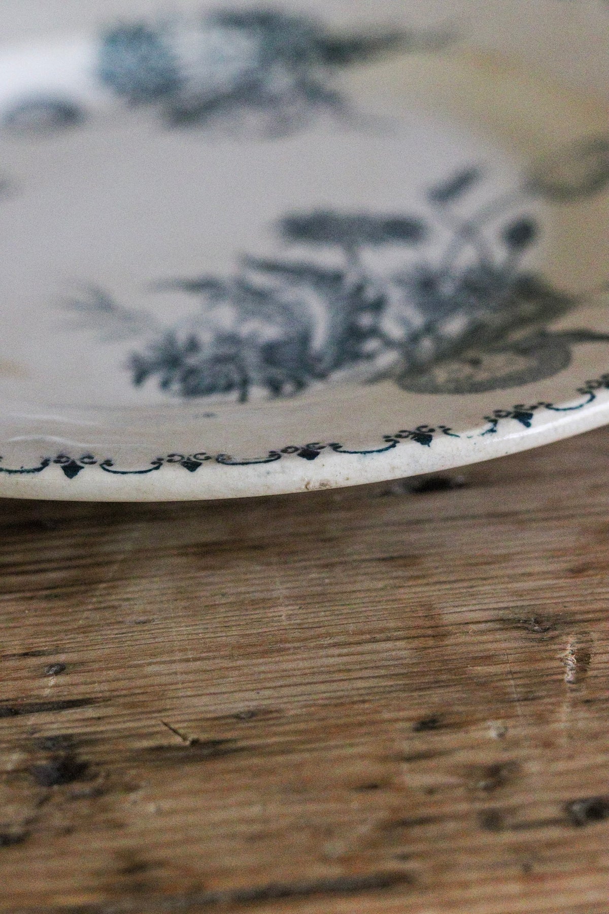 Antique French Transferware Plate with Flowers