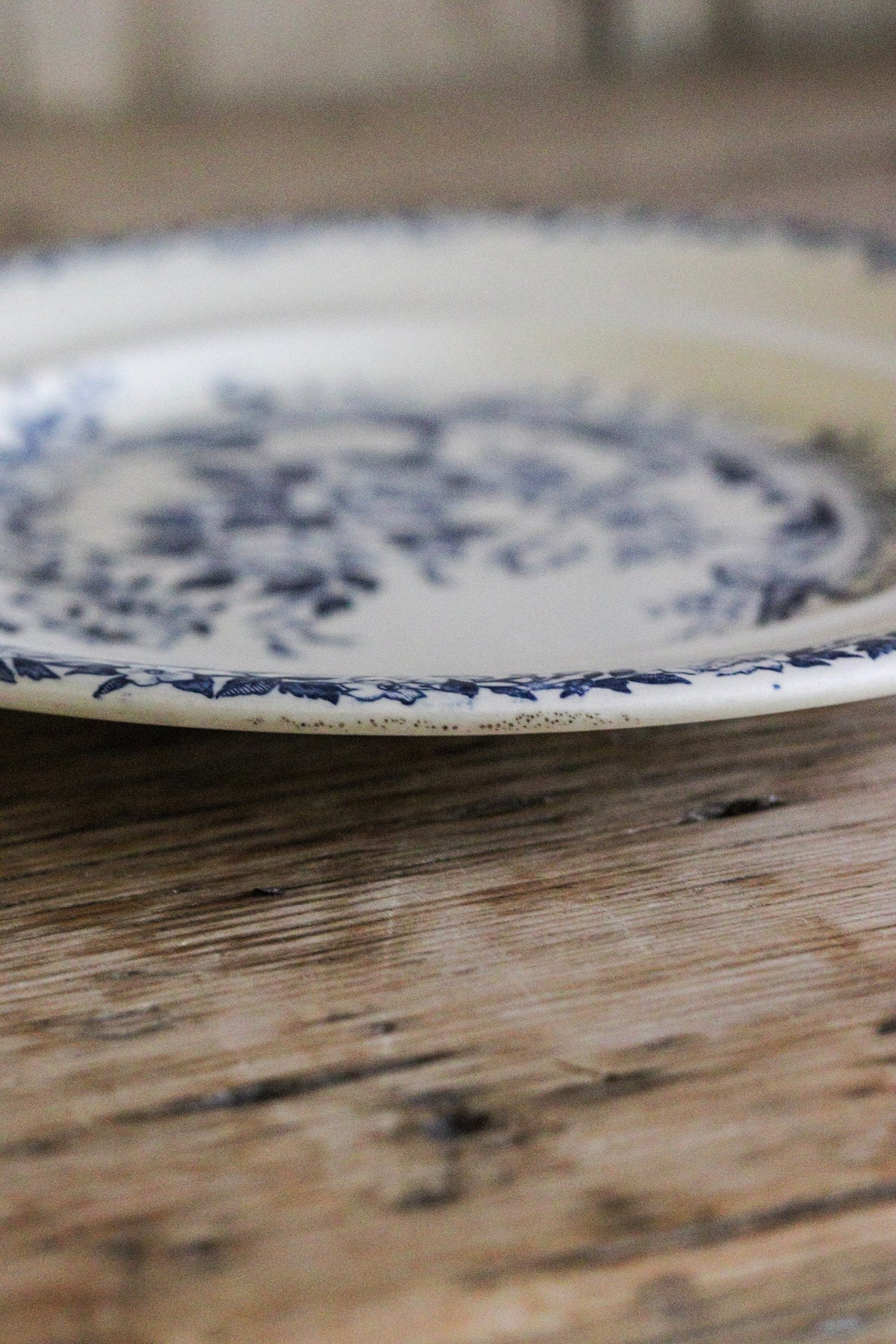 Antique French Transferware Plate with Roses