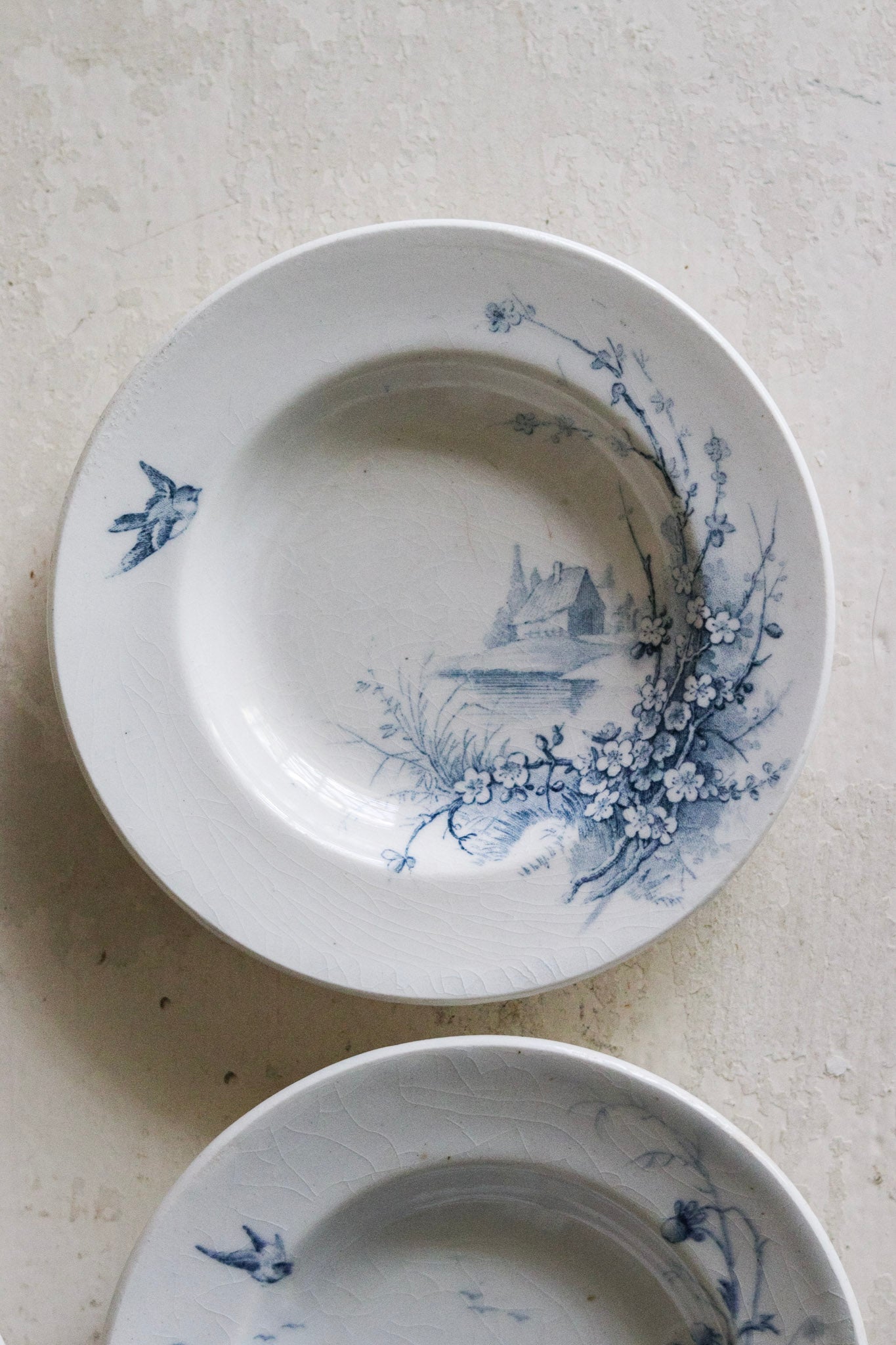 Set of Antique French Dînette Set Transferware Shallow Bowls  No. 1