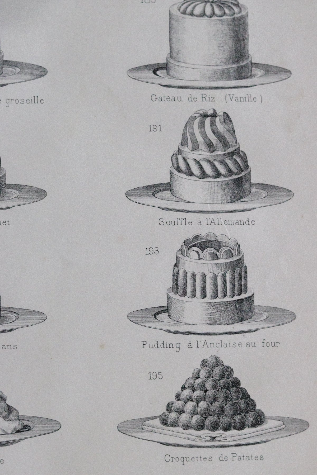 Antique French Dessert Engraving c.1880