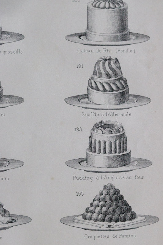 Antique French Dessert Engraving c.1880