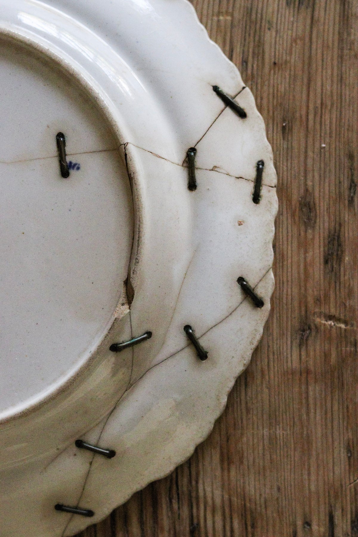 Antique English Staple Repaired Plate