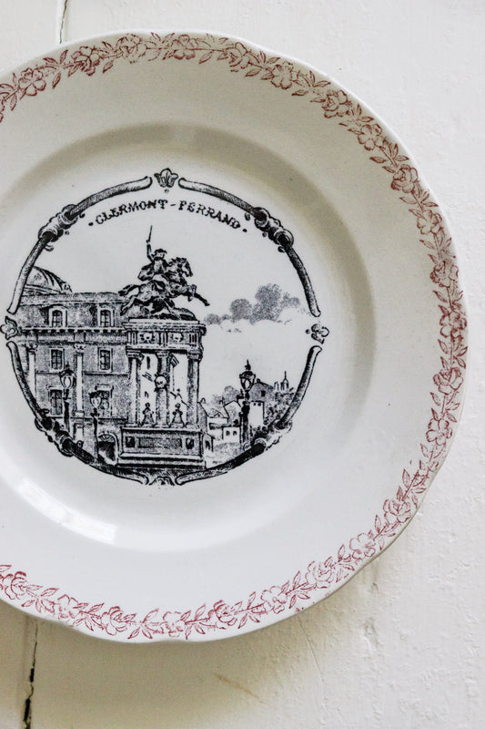 Antique French Transferware Plate  - Clermont-Ferrand