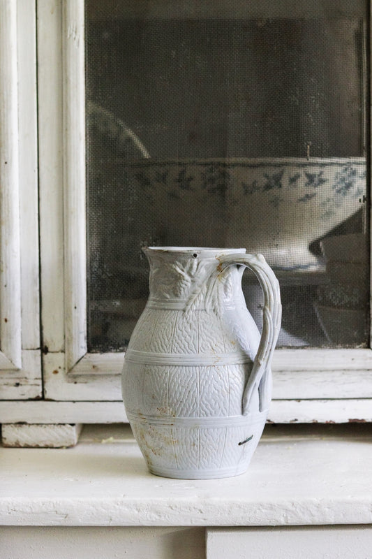 Antique English Pitcher with Staple Repairs