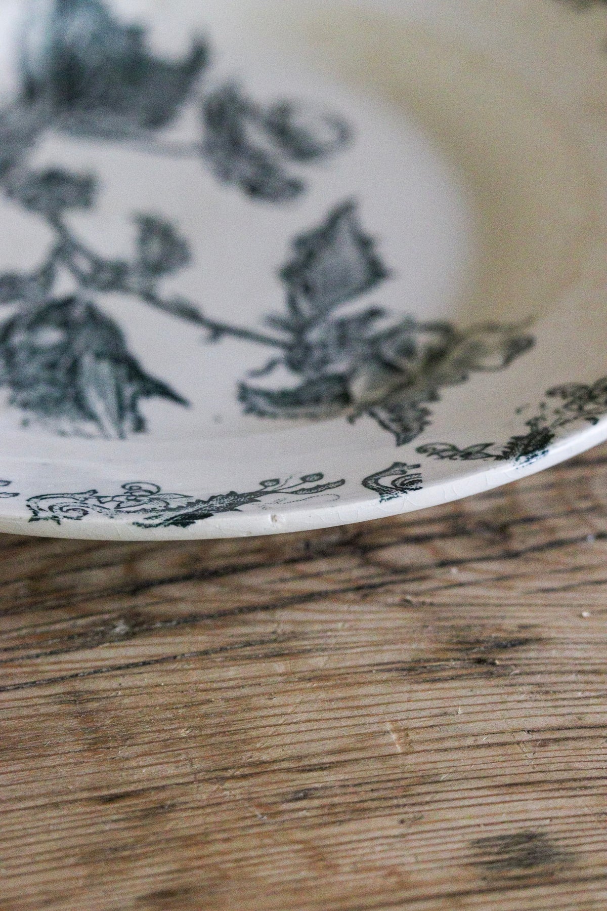 Antique French Transferware Plate with Flowers