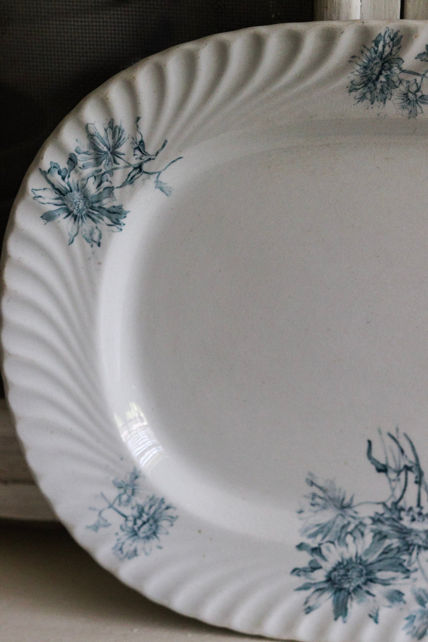 Large Antique Dutch Transferware Platter with Flowers No.1