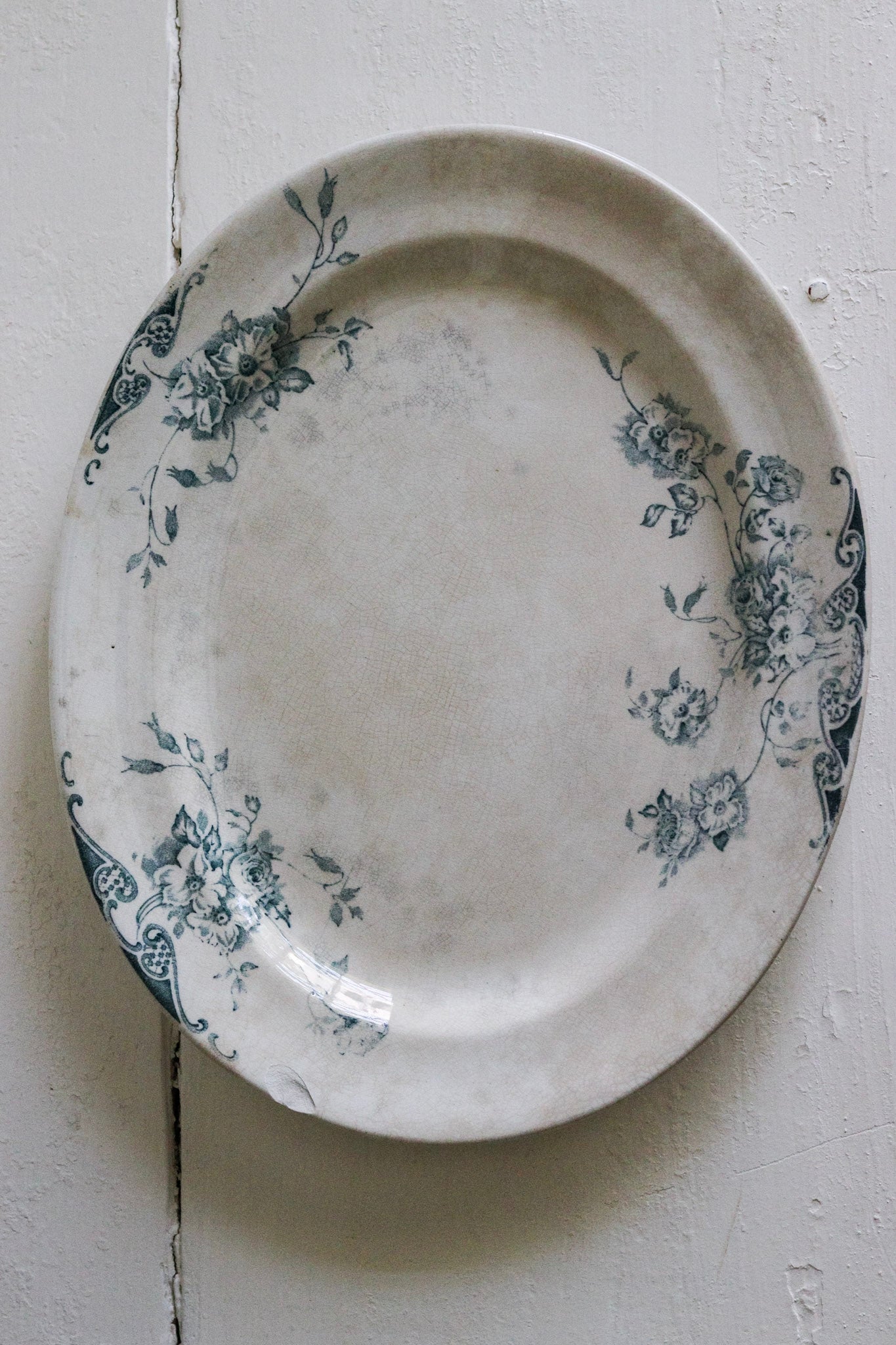 Antique English Transferware Platter with Flowers