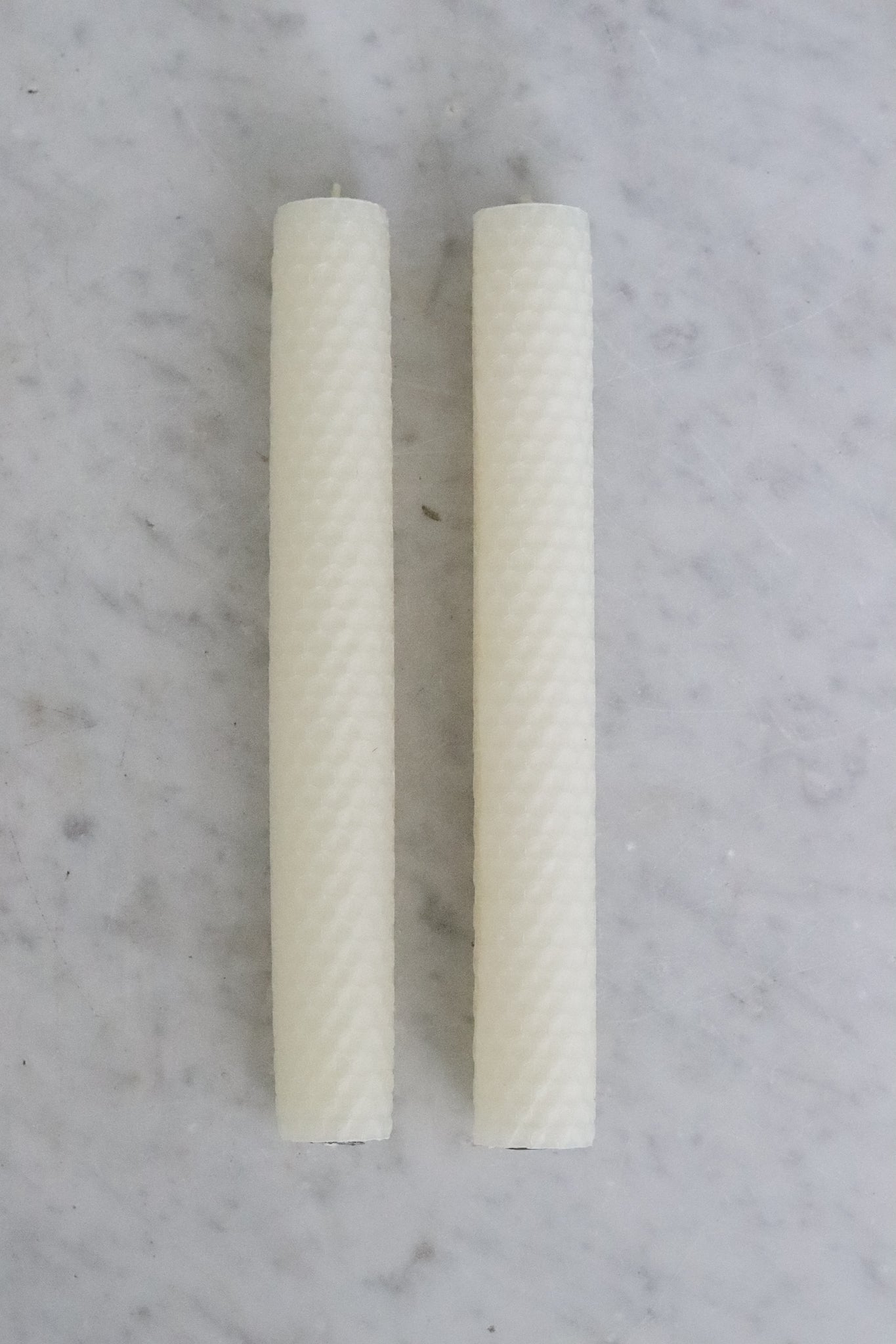 Pair of Hand-Rolled Beeswax Taper Candles