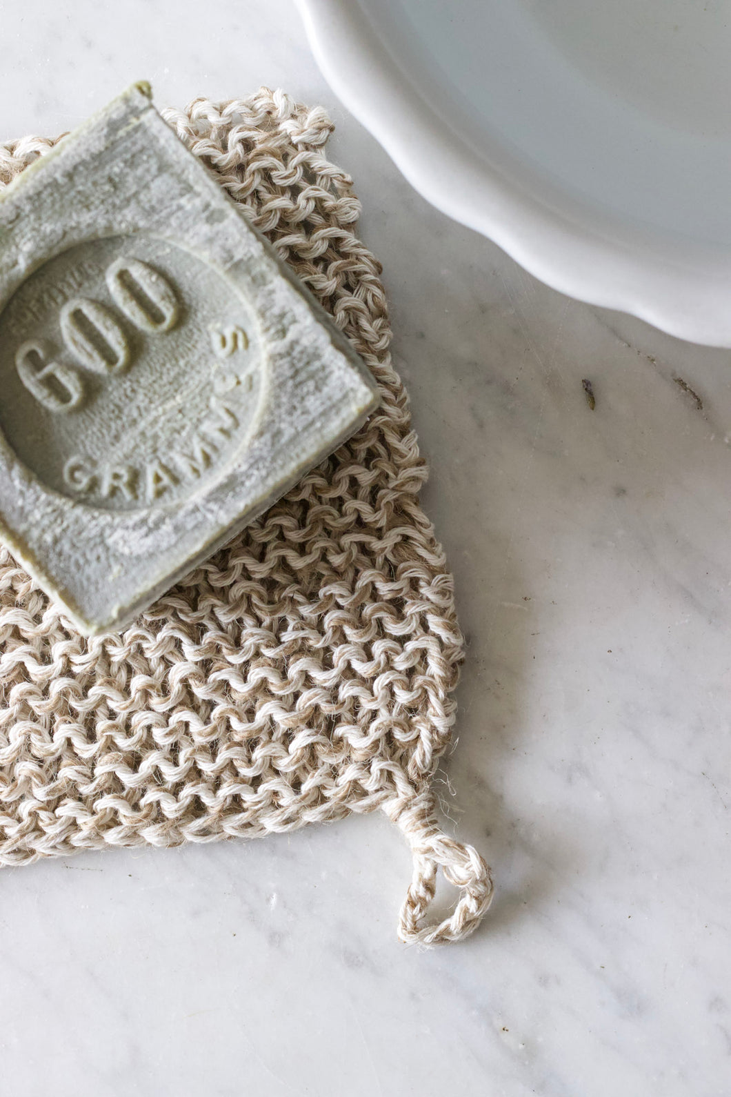 Knitted Jute + Cotton Washcloth